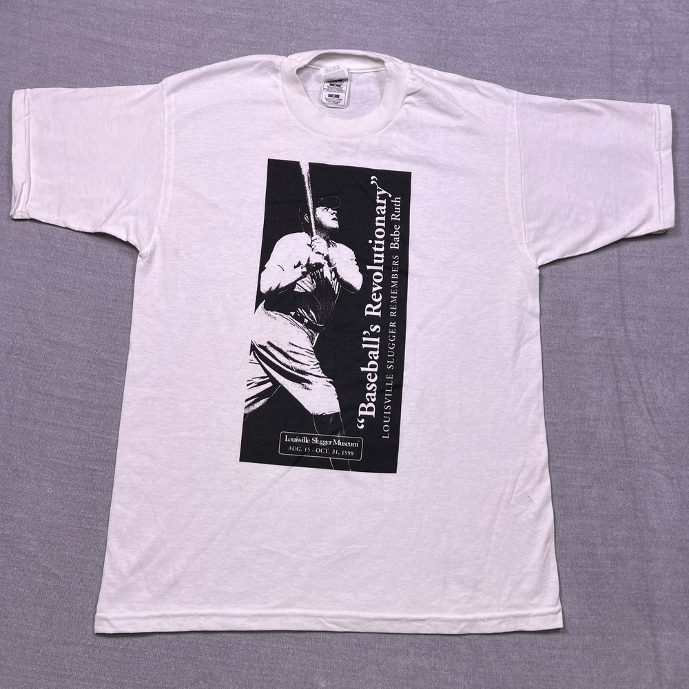 VTG Babe Ruth Mens White Baseball's Revolutionary Print‎ T-Shirt Size M